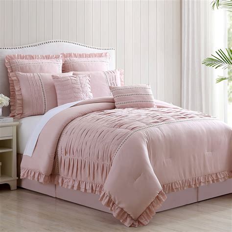 Modern Threads 8-Piece Antonella Mauve Pleated Bed Comforter Set, Queen ...