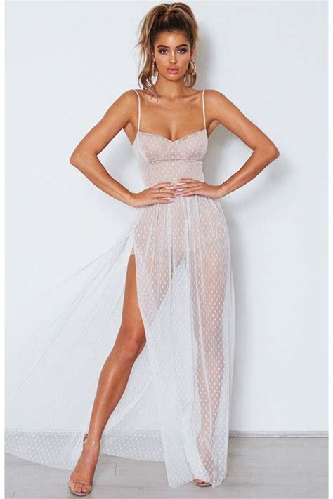 Sexy Transparent Gauze Strapless Dress-White | White maxi dresses ...