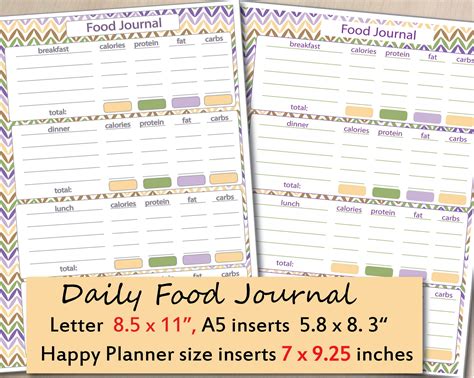 meal planner printable calories tracker meal tracker food etsy