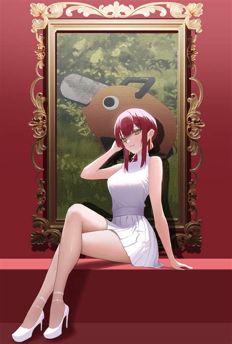 legs crossed, redhead, anime girls, anime, Chainsaw Man, Makima 