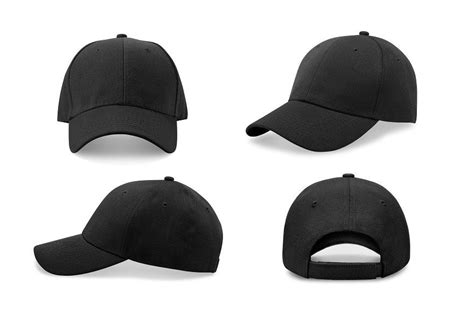 black baseball cap    angles views mock  black hat