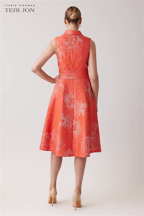 floral jacquard sleeveless ball gown with pockets - Fashion Professional