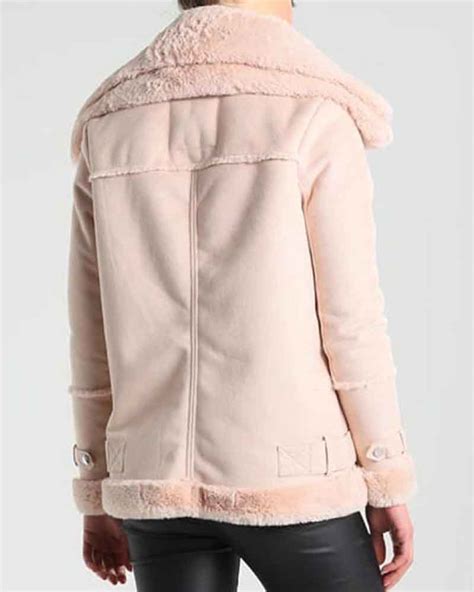 Women's Style Pink Suede Leather Shearling Jacket
