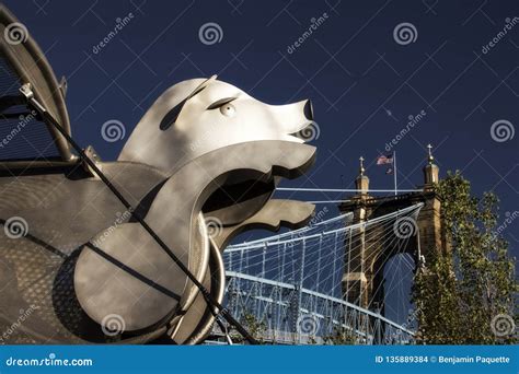 Flying Pig Sculpture in the Smale Riverfront Park in Cincinnati Ohio Editorial Stock Image ...