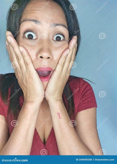 A Surprised Diverse Female Adult Isolated Stock Photo - Image of grown