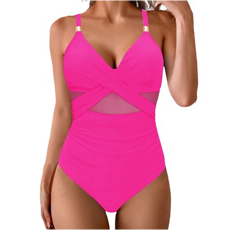 ZQGJB Sexy Womens One Piece Swimsuit Metal Modest Tummy Control Bathing