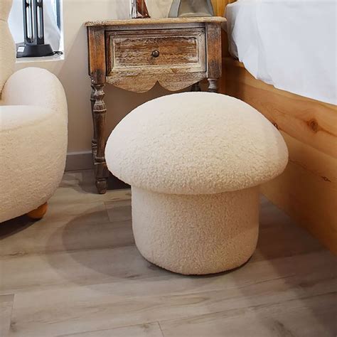 Mushroom Ottoman Stool Upholstered Cute Stool | Upholstered ottoman ...