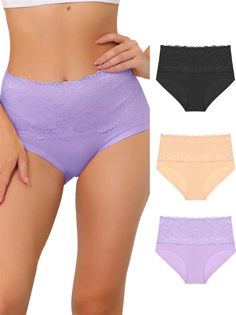 INSPIRE CHIC Women's Plus Size Underwear Stretch Packs Lace High Waist