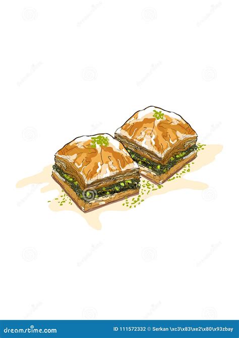 Cartoon Baklava Illustration and Baklava Text White Background Cartoon ...
