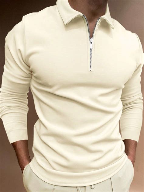 manfinity homme men quarter zip polo shirt mens summer outfits