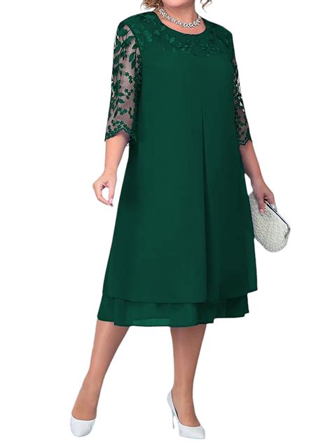 LilyLLL Womens Plus Size Lace Dress Evening Party Wedding Guest Elegant