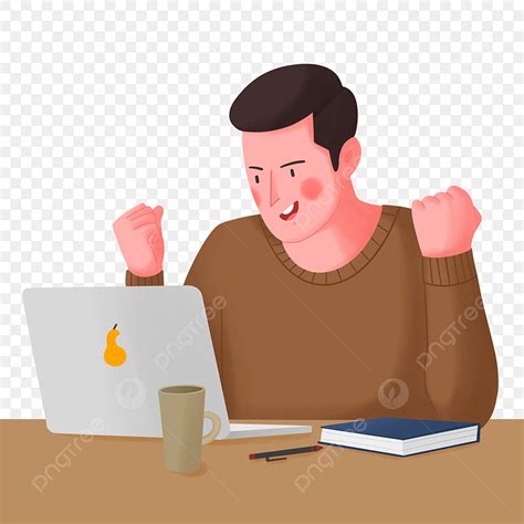 Человек работает подписывая успешный оригинальный рисованный мультфильм ...