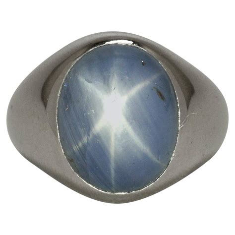 Tiffany Star Sapphire Men's Ring 26 Ct Mid Century Platinum Blue