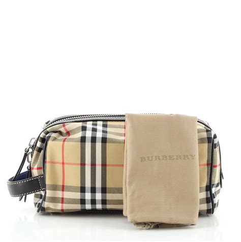 Burberry Cosmetic Pouch Vintage Check Canvas Brown 63290184