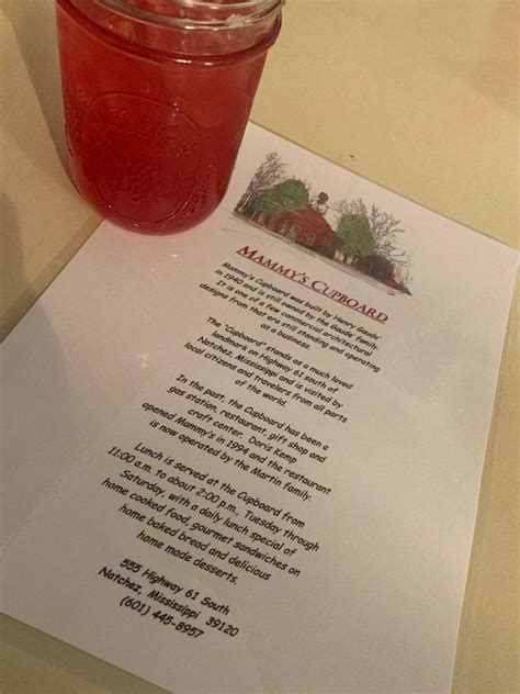 Menu at Mammy's Cupboard desserts, Natchez