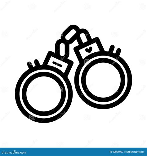 Sex Handcuffs Simple Vector Icon. Black and White Illustration of Sex