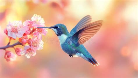 Hummingbird in Pastel Paradise Delicate Beauty of a Tiny Bird Sipping ...