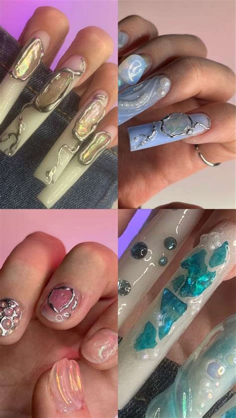 ракушки🐚🦪 | Богемные ногти, Дизайнерские ногти, Длинные квадратные ногти