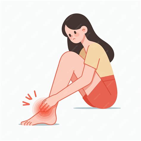 Vector of a person with a sore leg in a simple flat design style