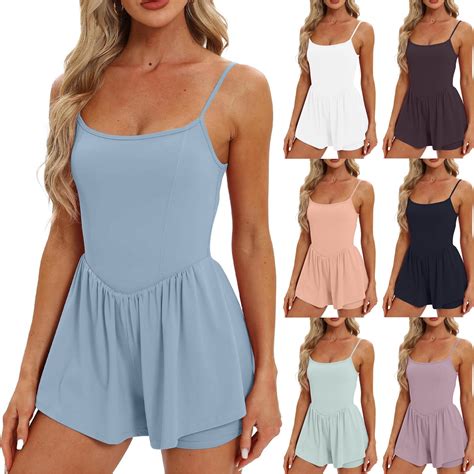BiZtdJrK Women's Workout Athletic Romper Sleeveless Spaghetti Strap