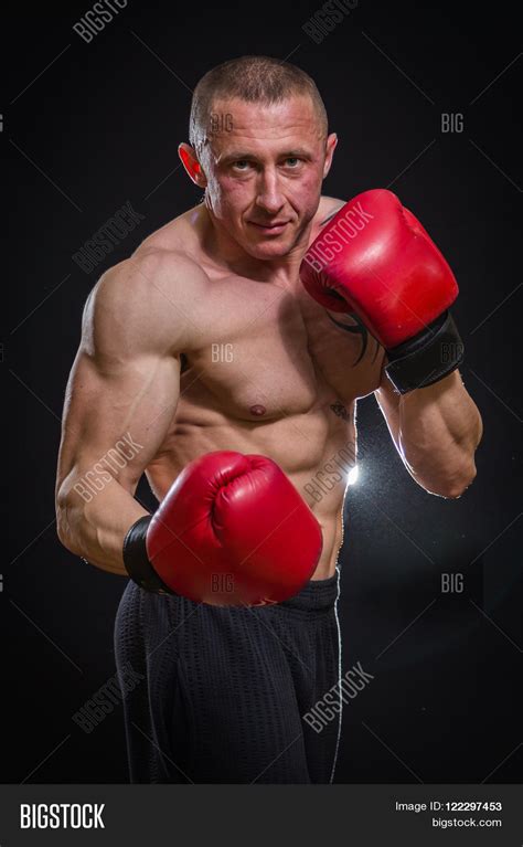 muscular man boxing image photo  trial bigstock