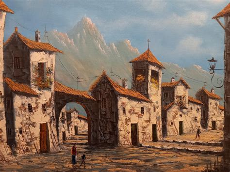 Pueblo Olvidado, cuadro original, Óleo sobre Lienzo, comprar cuadros