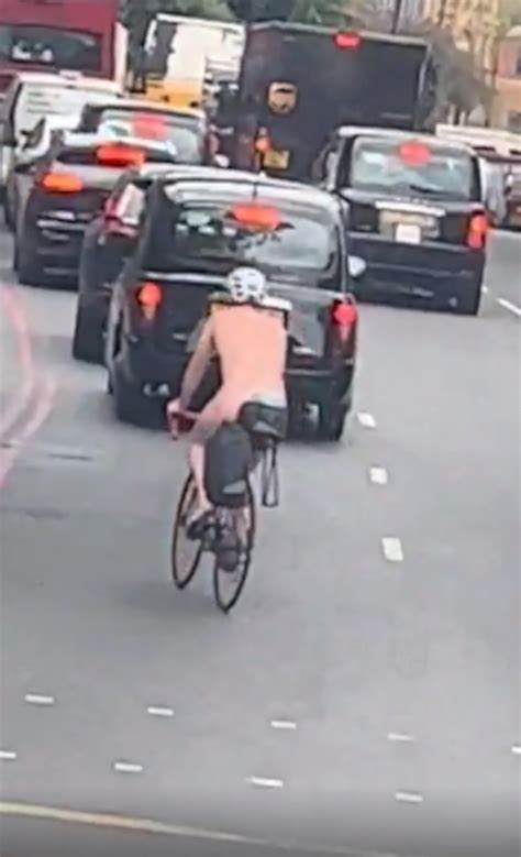 Brazen bloke spotted cycling around chilly London - entirely nude