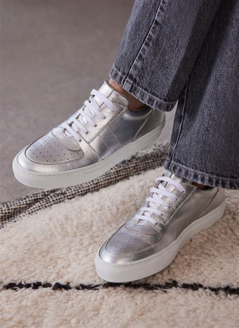 Silver Leather Trainers – Mint Velvet