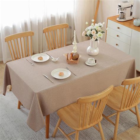 Gracie Oaks Faux Linen Rectangle Tablecloth Waterproof & Stain
