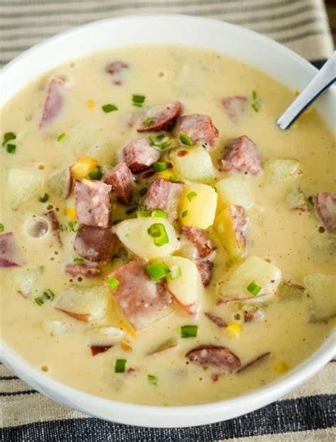 Creamy Sausage Potato Soup with Corn - Creations by Kara