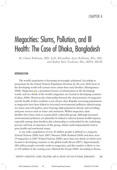 (PDF) Chapter 3 Slums, Pollution, and Ill Health: The Case of Dhaka ...