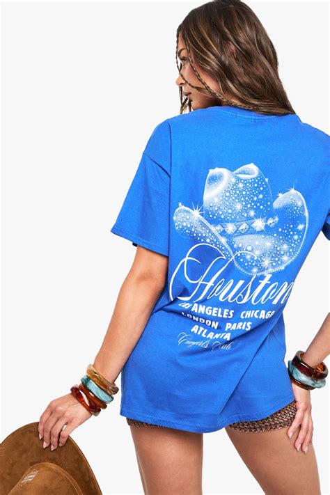 T-Shirts | Houston Cowgirls Club Printed Front and Back T-Shirt | boohoo