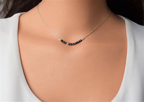 Dainty Silver Necklace Silver Dainty Necklace Hematite | Etsy