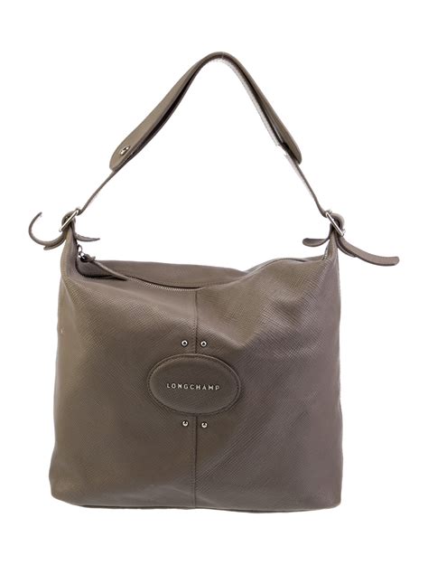 Longchamp Leather Shoulder Bag - Grey Shoulder Bags, Handbags ...