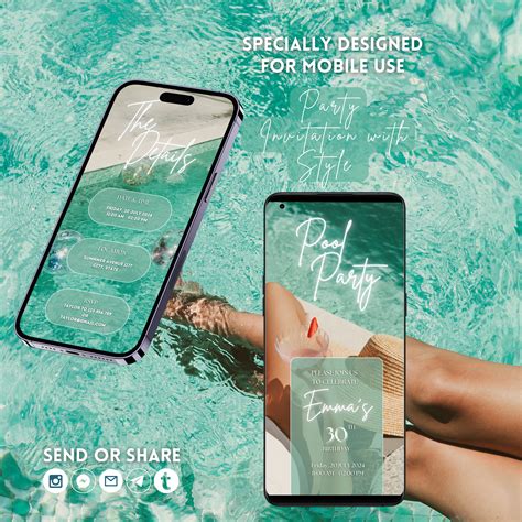 Pool Party Invitation for Adult Pool Party Editable Birthday Invite