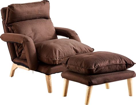 OFCASA Armchair with Stool Modern Relaxing Chair with Waist Cushion 5 ...