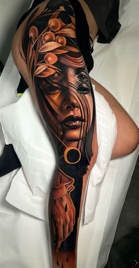 Pin by Aaricia Bruneau on tatouage | Leg tattoos women, Full leg