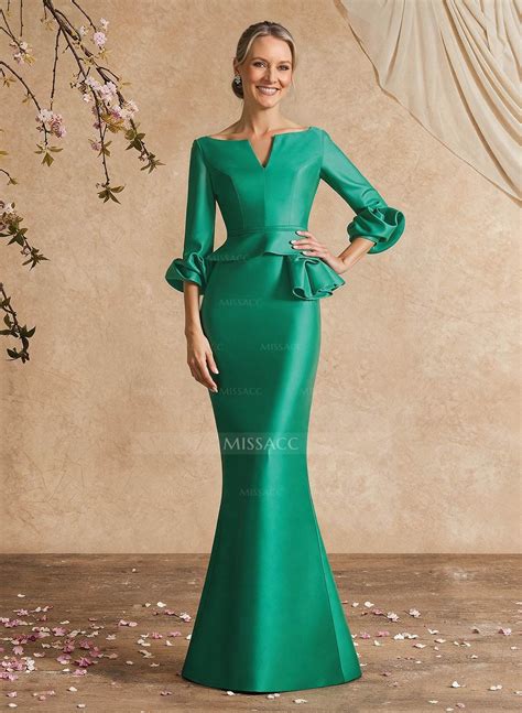Trumpet/Mermaid 3/4 Sleeves Satin Mother Of The Bride Dresses With