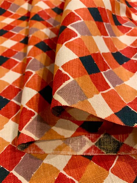 4 EntwurfHaus ONLY Fab Vintage MCM Linen Fabric with a Geometric