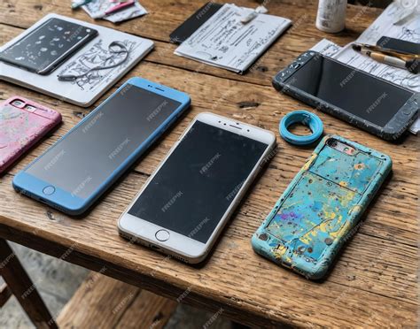 Una mesa con muchos tipos diferentes de teléfonos celulares | Foto Premium