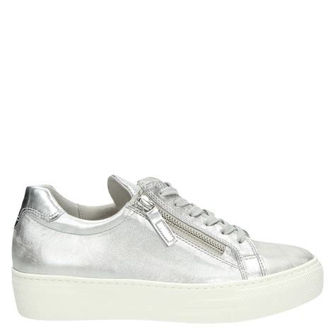 gabor lage sneakers voor dames zilver shoemixxnl