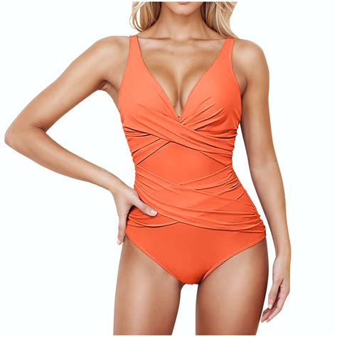 YABCSAZ Swim Suits for Women 2025 Tummy Control Bathing Suit Solid