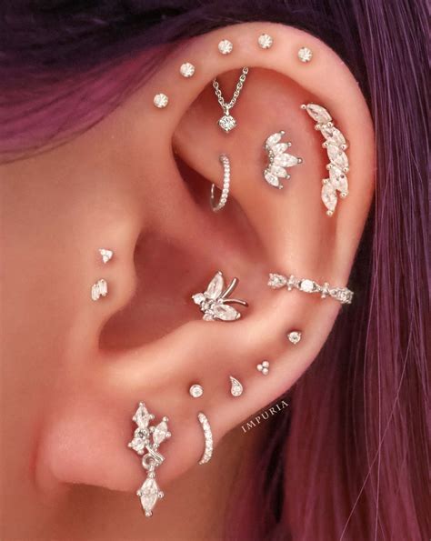 Hidden Helix Cartilage Crystal Chain Drop Ear Piercing Earring Stud ...