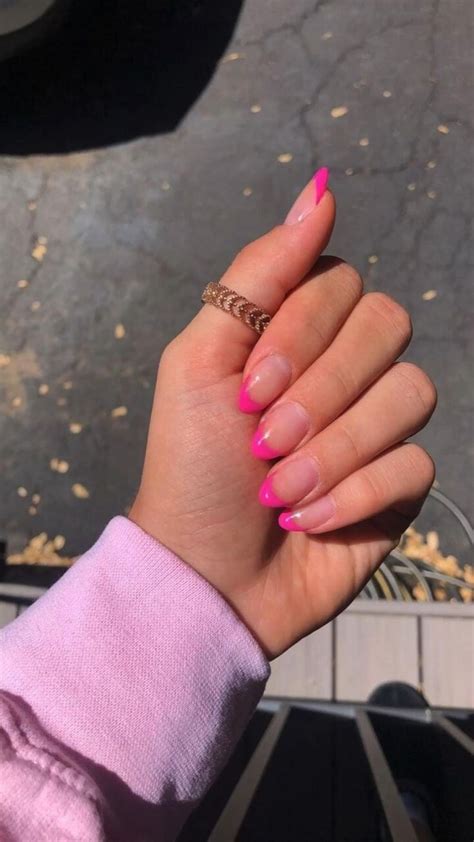 Summer French tip nails 💗 colored French tip, summer nails, trendy nail ...