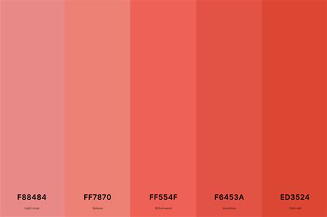 coral color palettes  names  hex codes