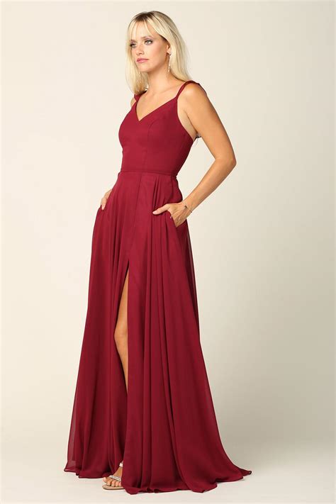 Sage Long Bridesmaids Ruffle Sleeve Chiffon Gown - Formal Dresses & Gowns