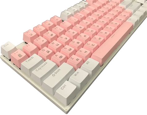 Игровая клавиатура VOROTEX K87S Blue Switch, розовый/белый, русская ...