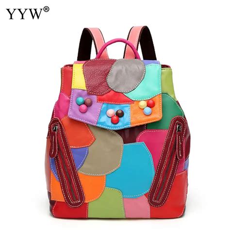 Aliexpress.com : Buy YYW Leather Backpacks Fashion Style Multi colored ...