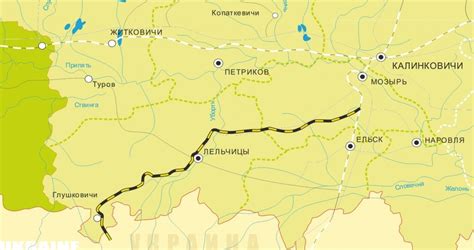 Конкретные очертания на карте обрела Полесская железная дорога