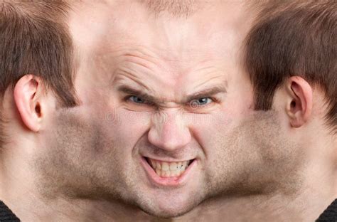 Panoramic Face Of Malicious Man Royalty Free Stock Photography - Image ...